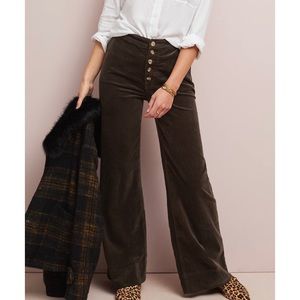 ANTHROPOLOGIE PILCRO CHOCOLATE BROWN BUTTON FLY WIDE LEG CORDUROY PANTS SZ 29
